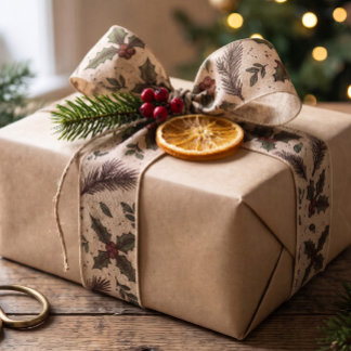 Weihnachten Vintage Kraft Rustikal Satinband