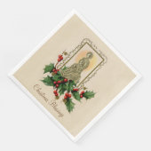 Weihnachten Vintage Krippe Holly Berries Serviette (Ecke)