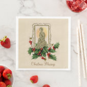 Weihnachten Vintage Krippe Holly Berries Serviette (Beispiel)