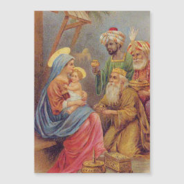 Weihnachten Vintage Krippe Jesus Illustration Magnetkarte
