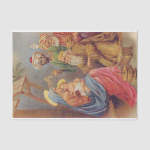 Weihnachten Vintage Krippe Jesus Illustration Seidenpapier