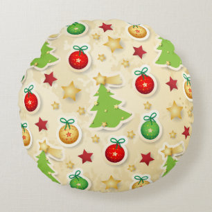 Weihnachten Vintage-Muster Rundes Kissen