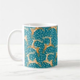 Weihnachten vintage nahtloses Muster mit Rentieren Kaffeetasse