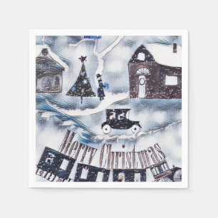 Weihnachten , Vintage Papierplatte Serviette