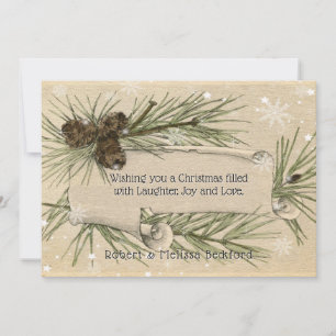 Weihnachten VIntage-Papierrolle Schneeflocken Pini Mitteilungskarte