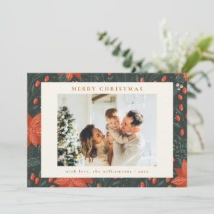 Weihnachten Vintage Rotes Botanisches Grün Zweifot