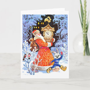 Weihnachten, Vintage russische Szene Feiertagskarte