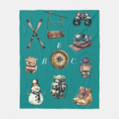 Weihnachten Vintage Rustikale Skipperanfänge Aquam Fleecedecke (Vorderseite)