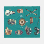 Weihnachten Vintage Rustikale Skipperanfänge Aquam Fleecedecke (Vorderseite (Horizontal))