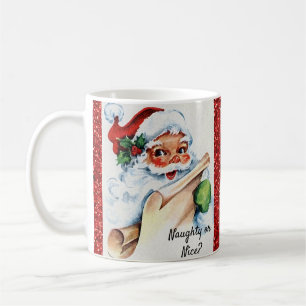 Weihnachten Vintage Santa Böse Nett Roter Glitter Kaffeetasse