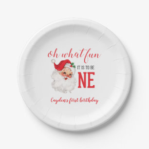 Weihnachten Vintage Santa Erster Geburtstag Pappteller