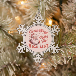 Weihnachten Vintage Santa Krankenschwestern kommen Schneeflocken Zinn-Ornament