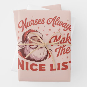 Weihnachten Vintage Santa Krankenschwestern stehen Geschenkpapier Set