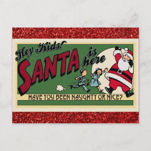 Weihnachten Vintage Santa Naughty Or Nice Postkarte
