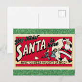 Weihnachten Vintage Santa Naughty Or Nice Postkarte (Vorne/Hinten)