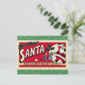 Weihnachten Vintage Santa Naughty Or Nice Postkarte (Stehend Vorderseite)