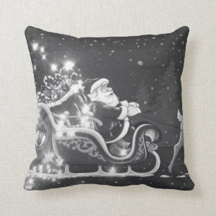 Weihnachten Vintage Schwarz-Weiß Santa-Dekor Kissen