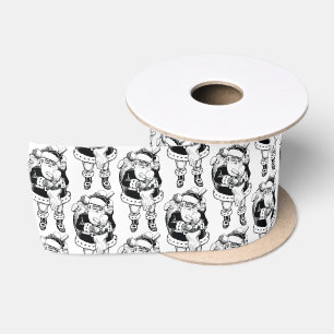 Weihnachten Vintage Schwarz Weiß Santa Satinband