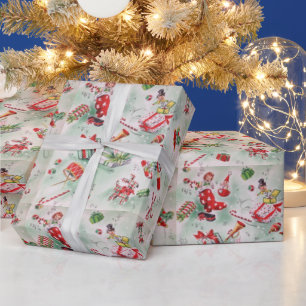 Weihnachten, Vintage-Spielzeug, Strumpf, Zuckersta Geschenkpapier