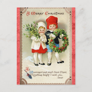 Weihnachten Vintage Süße Kinder viktorianisches Ge Postkarte