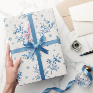Weihnachten Vintage Toile de Jouy Staubblau Geschenkpapier
