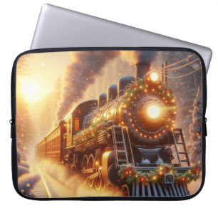 Weihnachten Vintage Urlaubszug Schnee Winter Laptopschutzhülle
