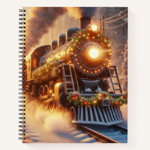 Weihnachten Vintage-Urlaubszug Schneeiger Winter Notizblock