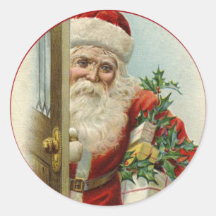 Weihnachten Vintage viktorianischer Weihnachtsmann Runder Aufkleber