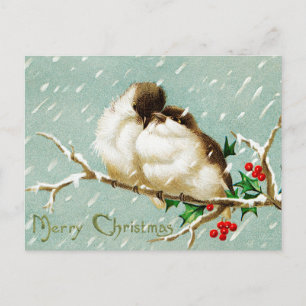 Weihnachten vintage Vögel frohe retro Postkarte