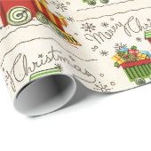 Weihnachten Vintage Weihnachtsgeschenke Retro-Gesc Geschenkpapier (Rolleneckpunkt)