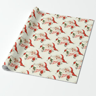 Weihnachten Vintage Weihnachtsmann Aquarell  Urlau Geschenkpapier