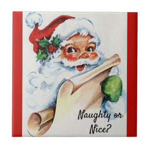 Weihnachten Vintage Weihnachtsmann Böse oder Gut Fliese