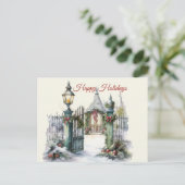 Weihnachten Vintage Winterlandschaft glückliche Fe Postkarte (Stehend Vorderseite)