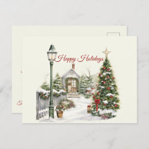 Weihnachten Vintage Winterlandschaft glückliche Fe Postkarte