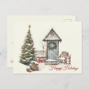 Weihnachten Vintage Winterlandschaft glückliche Fe Postkarte