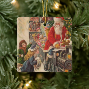 Weihnachten Vintage Zug Santa Xmas Urlaub Keramikornament
