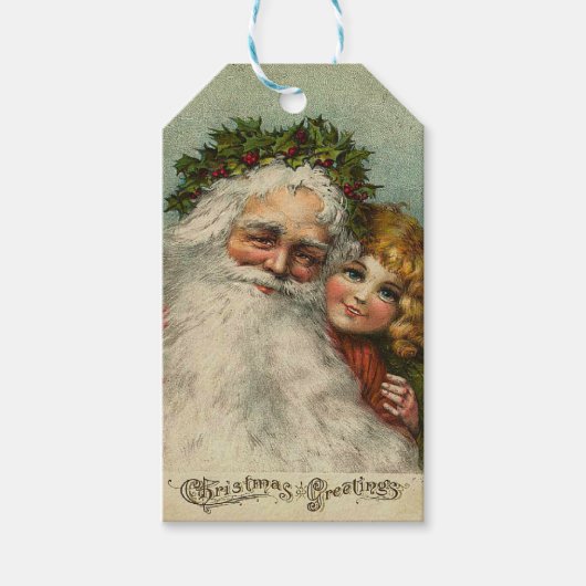 Weihnachten Vintager Feiertag Geschenkanhänger (Vorderseite)