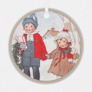 Weihnachten Vintager Kinderjunge Urlaub Ornament Aus Metall
