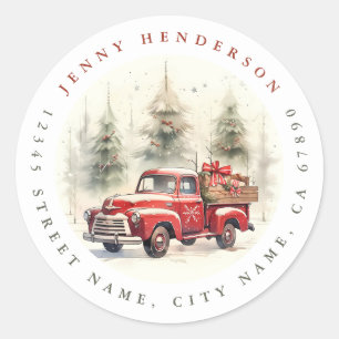 Weihnachten Vintager Red Truck Round Stickers