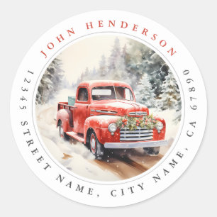 Weihnachten Vintager Red Truck Round Stickers