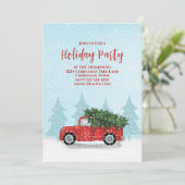 Weihnachten Vintager Red Truck Rustikales Winter P Einladung (Stehend Vorderseite)