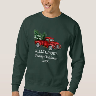 Weihnachten Vintager Roter LKW Grün Sweatshirt