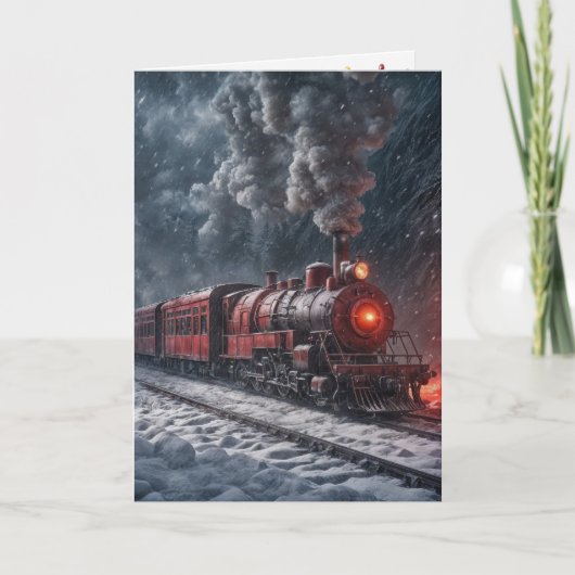 Weihnachten - Vintager Schneezug Karte (Vorderseite)