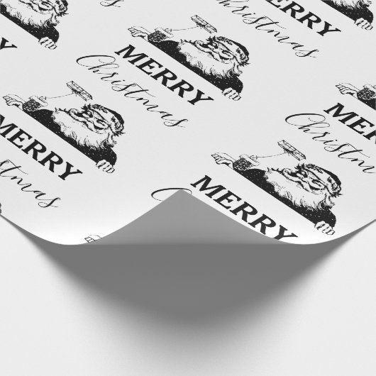 Weihnachten Vintager Schwarz-weißer Weihnachtsmann Geschenkpapier (Ecke)