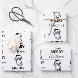 Weihnachten Vintager Schwarz-weißer Weihnachtsmann Geschenkpapier Set
