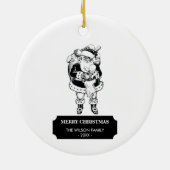 Weihnachten Vintager Schwarz-weißer Weihnachtsmann Keramik Ornament (Hinten)