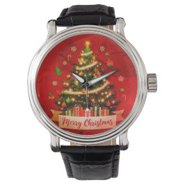 Weihnachten Vintager schwarzer Lederriemen Armbanduhr
