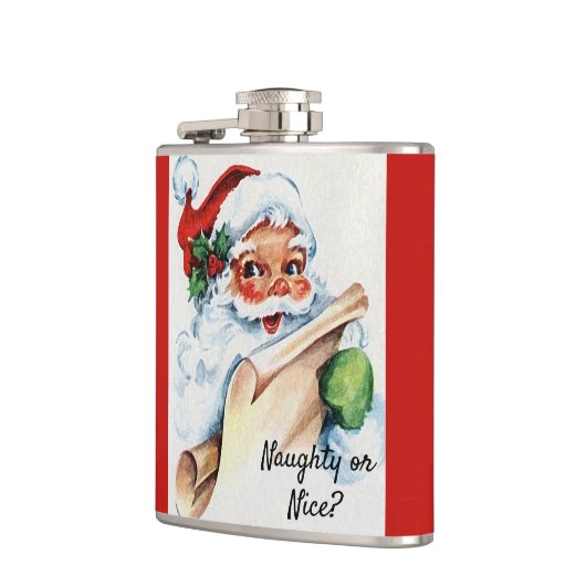 Weihnachten Vintager Weihnachtsklaus Naughty oder Flachmann (Links)