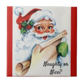 Weihnachten Vintager Weihnachtsklaus Naughty oder Fliese (Vorderseite)