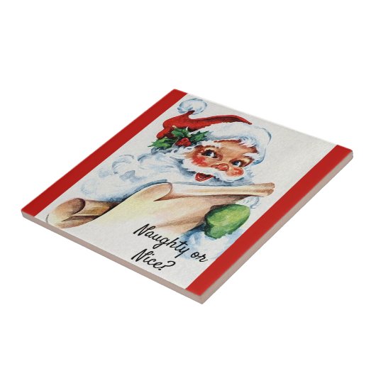 Weihnachten Vintager Weihnachtsklaus Naughty oder Fliese (Seite)
